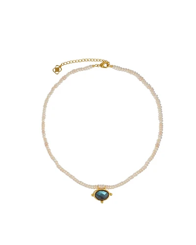 Ottoman Hands Sorel Pearl and Labradorite Beaded Necklace