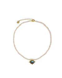 Ottoman Hands Sorel Pearl and Labradorite Beaded Necklace