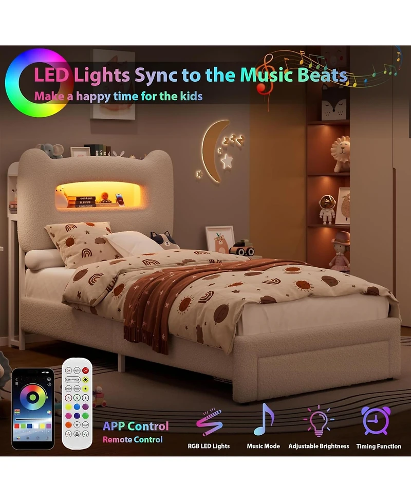 gaomon Full Led Bed Frame with Storage Headboard