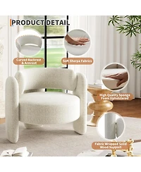 gaomon Chenille Accent Chair Mid-Century Upholstered Living Room Chair Cozy Round Armrest Chair with Back Round Corner Side Sitting Lounge Armchair