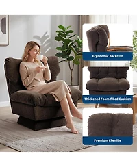 gaomon Chenille Swivel Accent Chair,360 Comfy Modern Sofa Chair with Oversize Base, Cozy Cotton Filling,300Lb Max Load Accent Chair