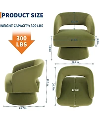 gaomon Modern Swivel Barrel Accent Chair, Upholstered Armchair with Striped Backrest and Plush Padding, Comfy Round Lounge Chair