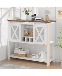 gaomon Buffet Cabinet 46.5" Large Buffet Sideboard Cabinet With 2 Sliding Barn Doors Farmhouse Wine Cabinet Table Wine Rack Bar Storage Cabinet