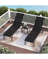 Slickblue Patio Chaise Lounge Chair with Wheels and 6-Level Adjustable Backrest Set of 2