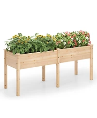 Gouun Elevated Fir Wood Garden Bed with Drainage Holes in Standing Planter Box