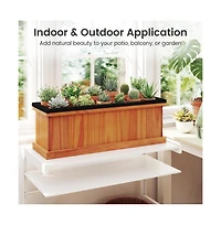 Gouun Pine Wood Raised Planter Box with Drainage Holes and Liner, Garden Bed