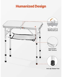 Gouun Adjustable Folding Camping Table with Mesh Shelf and Carry Handle
