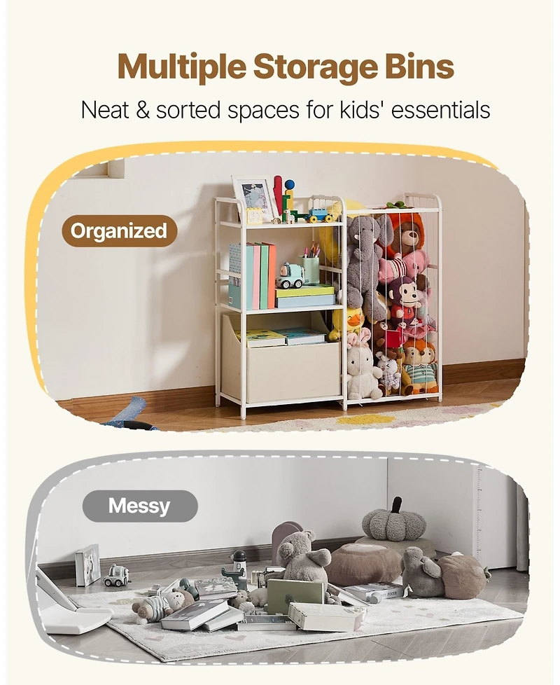 Gouun Kids Bookshelf and Toy Storage Organizer with Fabric Chest