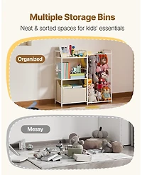 Gouun Kids Bookshelf and Toy Storage Organizer with Fabric Chest