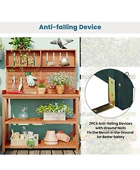 sumyeg 65" Large Wooden Farmhouse Rustic Outdoor Potting Bench Table, Patio Workstation, Garden