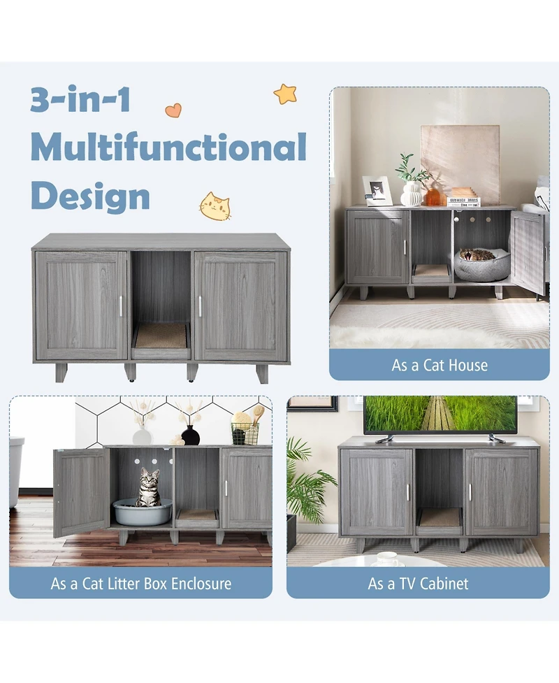 Cozito Cat Litter Box Enclosure 2 Door Winding Entry