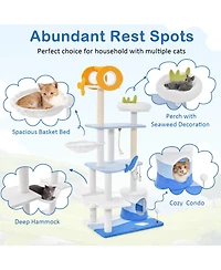 Cozito Cat Tree Ocean-Themed Multi-Level Tower with Sisal Posts