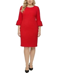 Ny Collection Plus 3/4-Sleeve Mother of Pearl Detail Dress