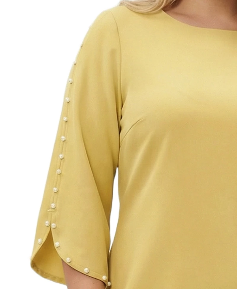 Ny Collection Plus 3/4-Petal-Sleeve Dress