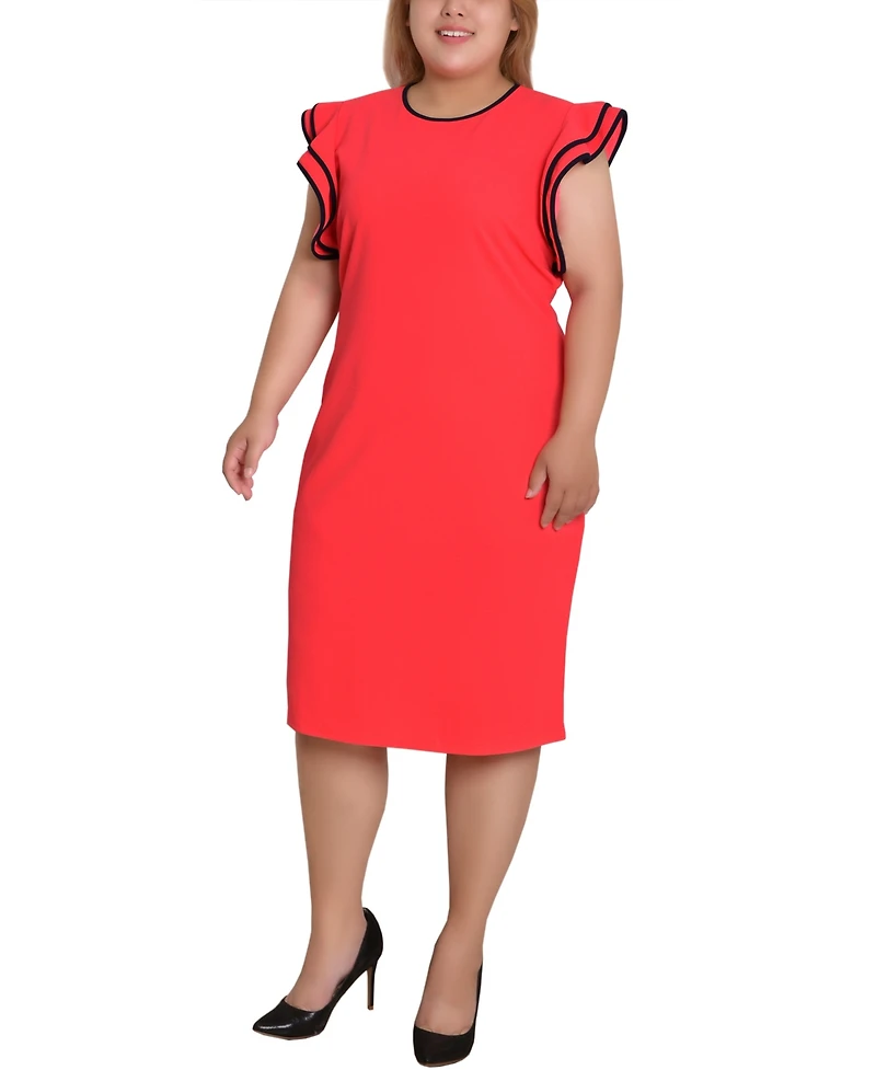 Ny Collection Plus Ruffle-Sleeve Dress