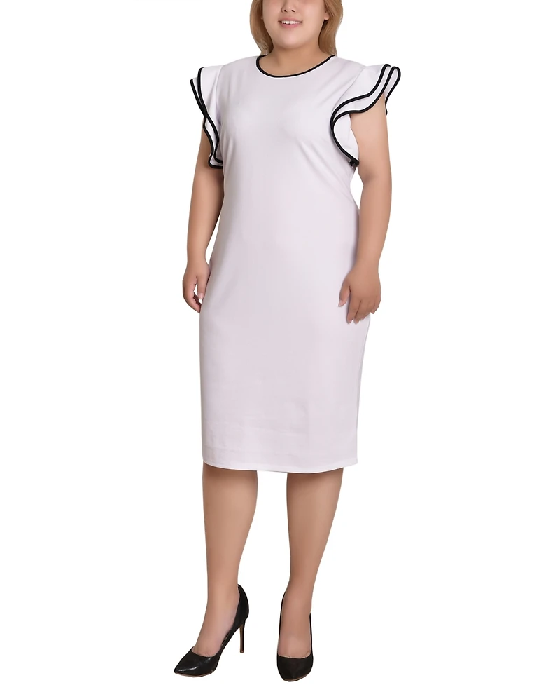 Ny Collection Plus Size Ruffle-Sleeve Dress