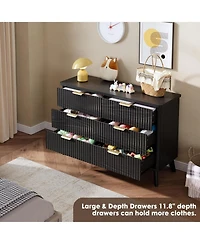 gaomon Modern Fluted 6-Drawer Dresser, Curved Profile with Deep Drawers