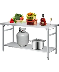 gaomon 60in Folding Stainless Steel Table- 920 Lbs Capacity- Commercial Workstation with Undershelf for Kitchen Garage