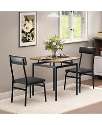 gaomon 3-Piece Dining Table Set with Wooden Top, Metal Frame and 2 Pu Upholstered Chairs, for Kitchen and Dining Room