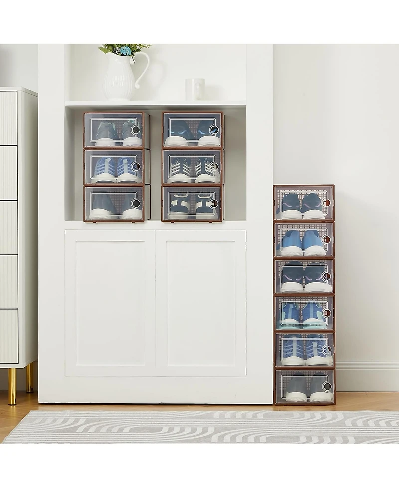 Homfan Clear Plastic Shoe Storage Boxes with Lids, Stackable Ventilated Organizer Bins for Closet, Under Bed and Living Room