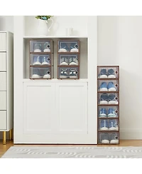 Homfan Clear Plastic Shoe Storage Boxes with Lids, Stackable Ventilated Organizer Bins for Closet, Under Bed and Living Room