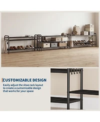 Homfan Metal Shoe Rack with Adjustable Flat or Tilt Shelves, Space Saving Shoe Storage Organizer for Entryway