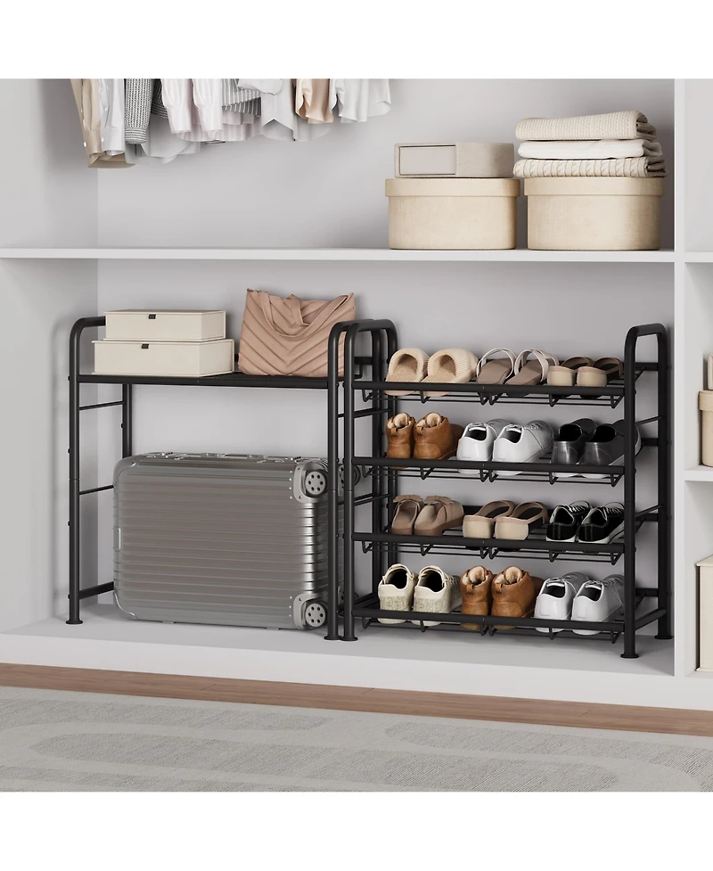 Homfan Metal Shoe Rack with Adjustable Flat or Tilt Shelves, Space Saving Shoe Storage Organizer for Entryway