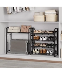 Homfan Metal Shoe Rack with Adjustable Flat or Tilt Shelves, Space Saving Shoe Storage Organizer for Entryway