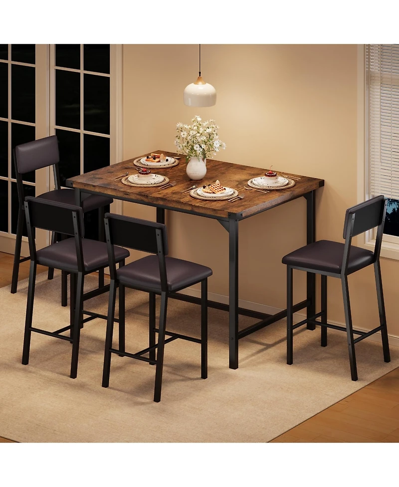gaomon 5-Piece 4-Person Dining Table Set with Footrest