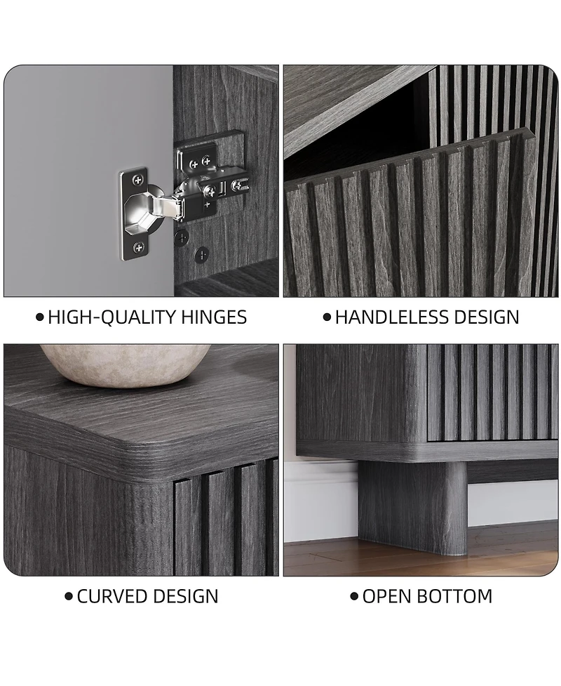 Homfan 2 Piece 5 Tier Shoe Cabinet Set with Fluted Doors and Adjustable Shelves, Entryway Hallway Storage Organizer