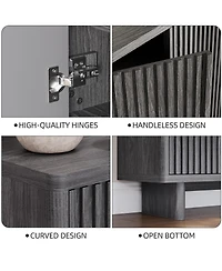 Homfan 2 Piece 5 Tier Shoe Cabinet Set with Fluted Doors and Adjustable Shelves, Entryway Hallway Storage Organizer