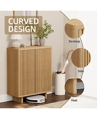 Homfan 2 Piece 5 Tier Shoe Cabinet Set with Fluted Doors and Adjustable Shelves, Entryway Hallway Storage Organizer