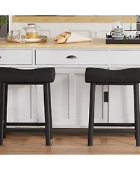 gaomon Upholstered 24" Backless Saddle Bar Stools Set of 2
