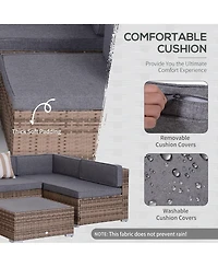 Outsunny 7-Piece Patio Furniture Sets Outdoor Wicker Conversation Sets All Weather Pe Rattan Sectional sofa set with Cushions & Slat Plastic Wood Tabl