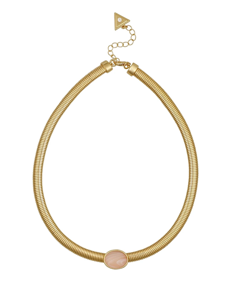Guess Rose Quartz Gold-Tone Collar Necklace