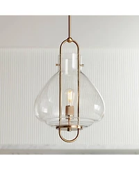 Possini Euro Design Hermine Soft Gold Pendant Light Modern Clear Glass Fixture for Dining Room House Foyer Kitchen Island