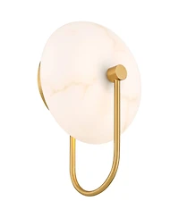 Possini Euro Design Tarquin 11 1/4" High Modern Wall Sconce Light Lamp Fixture Mount Bathroom Led Gold Brass Alabaster Glass Shade