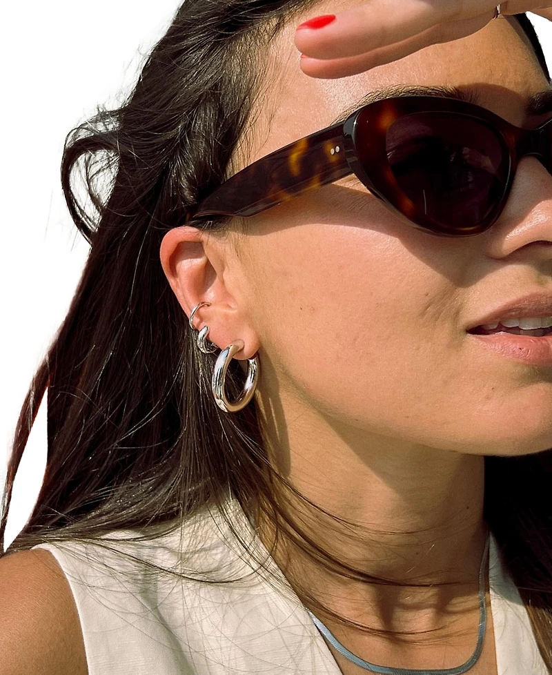 Ana Luisa Giulia Bold Silver Huggie Hoop Earrings