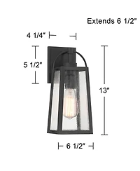 Possini Euro Design Woodley High Modern Outdoor Wall Light Fixture Mount Porch House Weatherproof Sand Black Glass Shade
