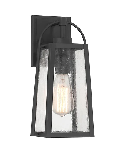 Possini Euro Design Woodley High Modern Outdoor Wall Light Fixture Mount Porch House Weatherproof Sand Black Glass Shade