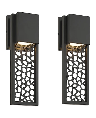 Possini Euro Design Miele High Modern Outdoor Wall Light Fixture Mount Porch House Set of 2 Led Bulb Matte Metal