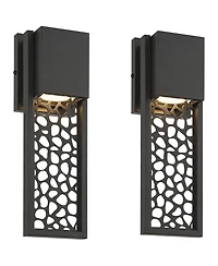 Possini Euro Design Miele High Modern Outdoor Wall Light Fixture Mount Porch House Set of 2 Led Bulb Matte Metal