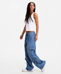 Vanilla Star Women's Bow Wide-Leg Jeans