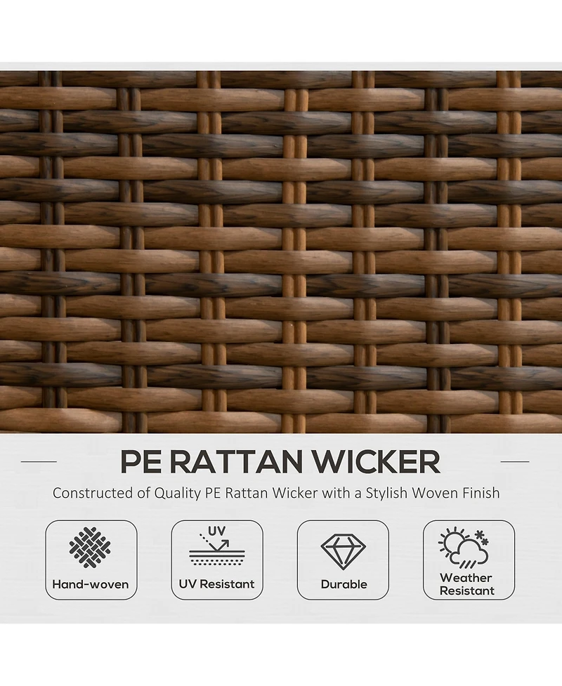 Outsunny 4 Piece Pe Wicker Patio Furniture Set, Conversation Set with 2 360° Swivel Rocking Armchairs, 1 Loveseat Sofa, Thick Cushions and Glass