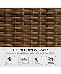 Outsunny 4 Piece Pe Wicker Patio Furniture Set, Conversation Set with 2 360° Swivel Rocking Armchairs, 1 Loveseat Sofa, Thick Cushions and Glass