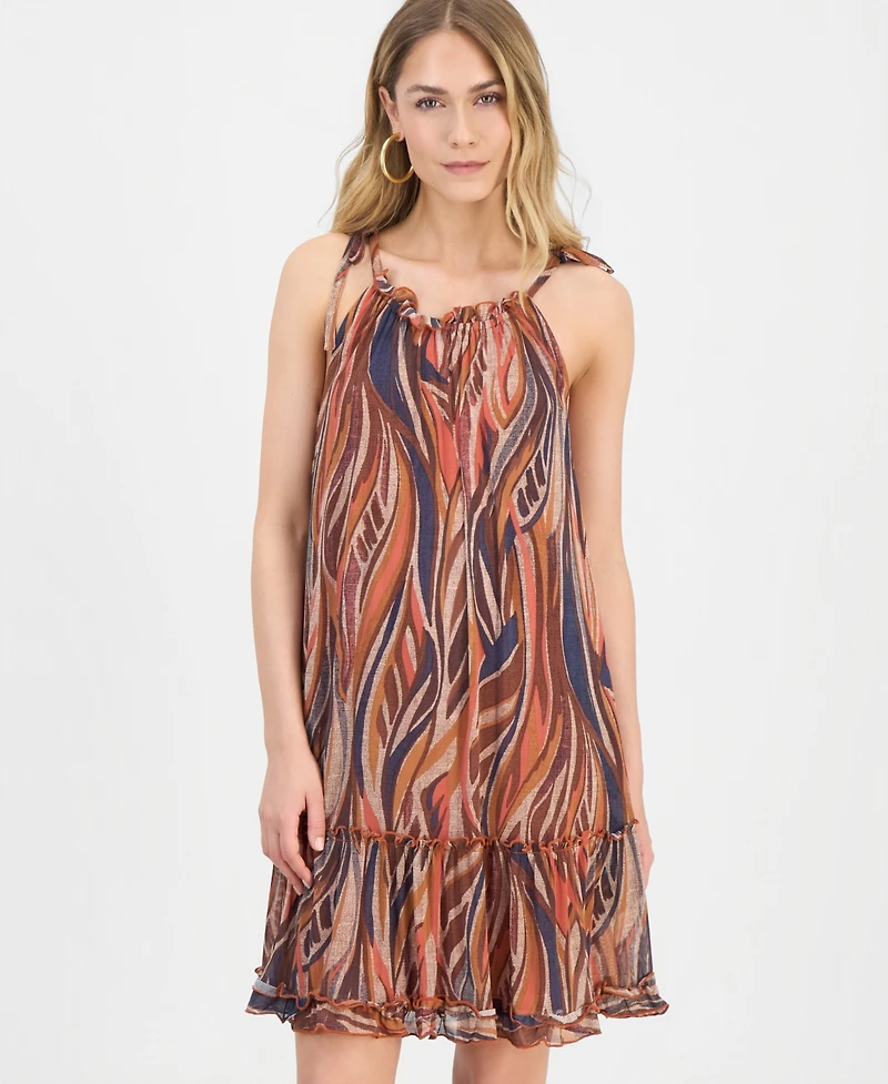 Robbie Bee Women's Printed Halter A-Line Dress