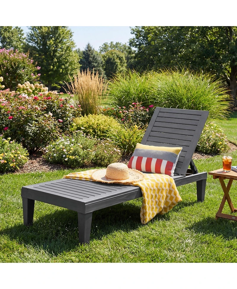 Slickblue Outdoor Chaise Lounge Chair with 5 Positions Adjustable Backrest