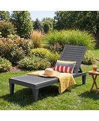 Slickblue Outdoor Chaise Lounge Chair with 5 Positions Adjustable Backrest