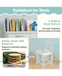Gouun Wooden Kids Study Desk and Chair Set with Book Sorters and Cabinets