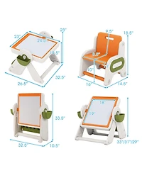 Gouun 6-in-1 Kids Activity Table and Chair Set with Folding Art Easel